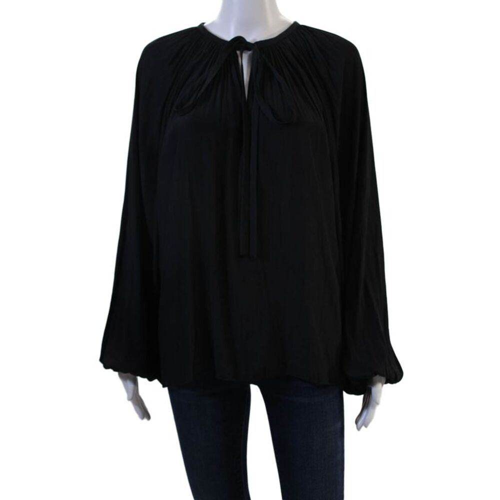 Ramy Brook Women Tunic Blouse Black Long Sleeve Bohemian Size S